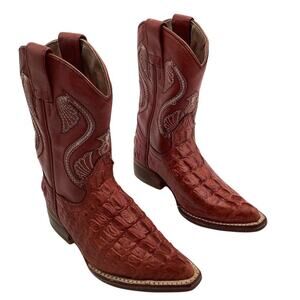 Montenegro 7 Cowboy Boots Brown Crocodile Print Leather Size 7